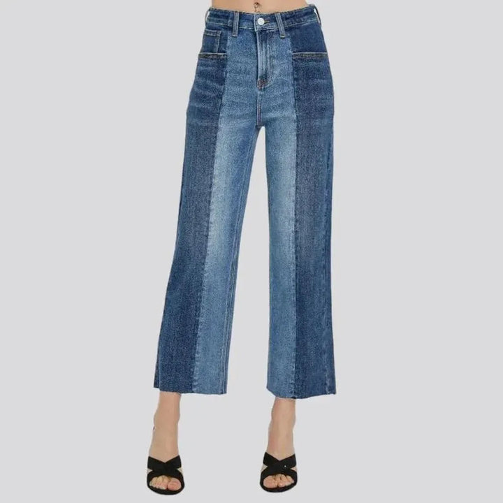 Whiskered mid-waist jeans
 for women