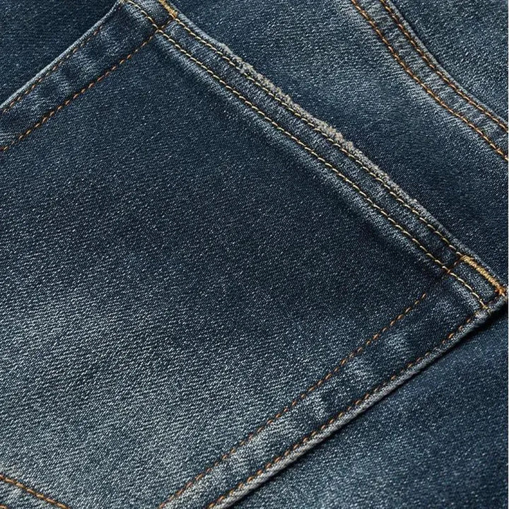 Whiskered straight-fit stretchable men's jeans
