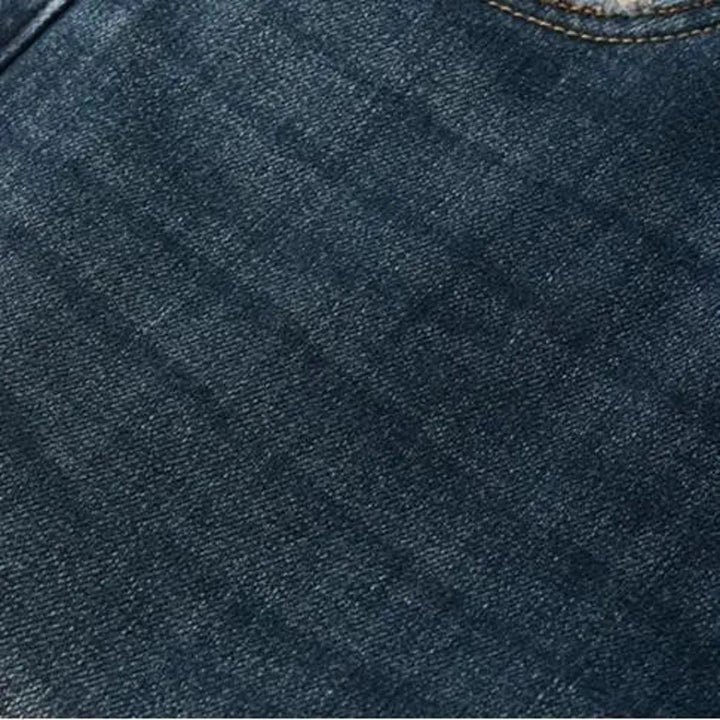 Whiskered straight-fit stretchable men's jeans