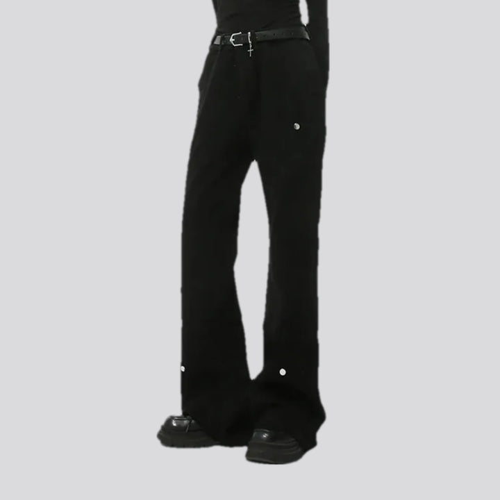 Mid-waist button jeans for men