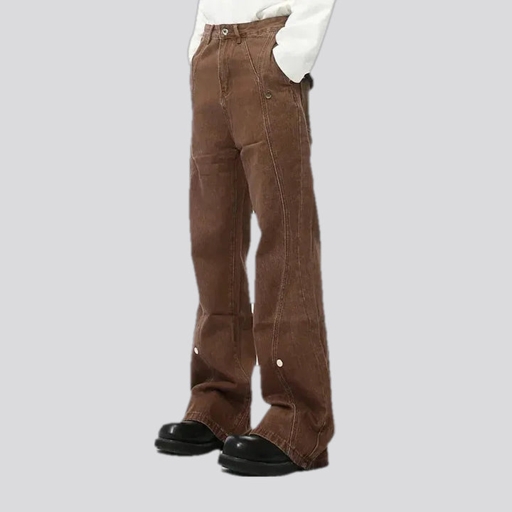 Mid-waist button jeans for men