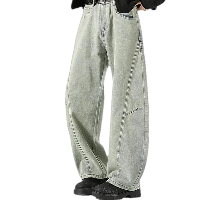 Boho Panneled Vintage Men's Jeans - Grey