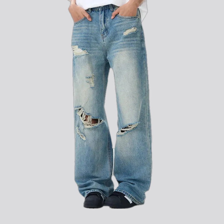 Slouchy stonewashed 90s men's jeans